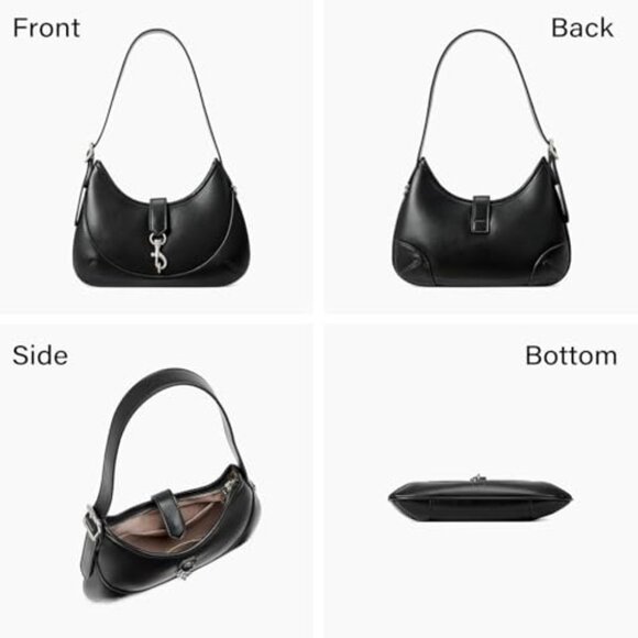 Vegan Leather Shoulder Bag Elegant Hobo Style Adjustable Strap Chic Minimalist - Picture 7 of 8